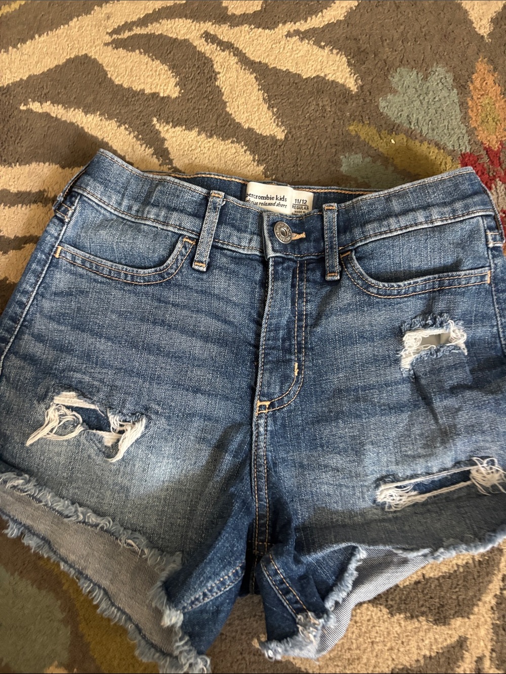 abercrombie kids Medium Blue Distressed Denim Shorts